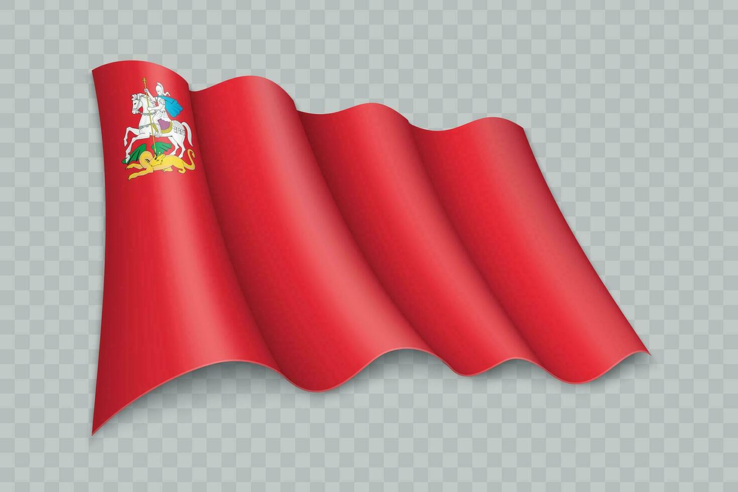 3D Realistic waving Flag of Moscow Oblast is a region of Russia vector