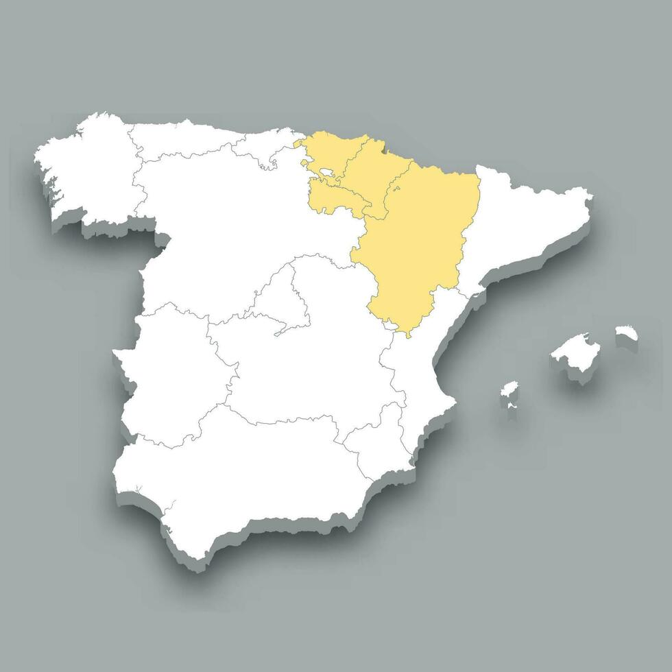 norte este región ubicación dentro España mapa vector