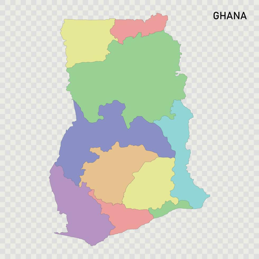 aislado de colores mapa de Ghana vector