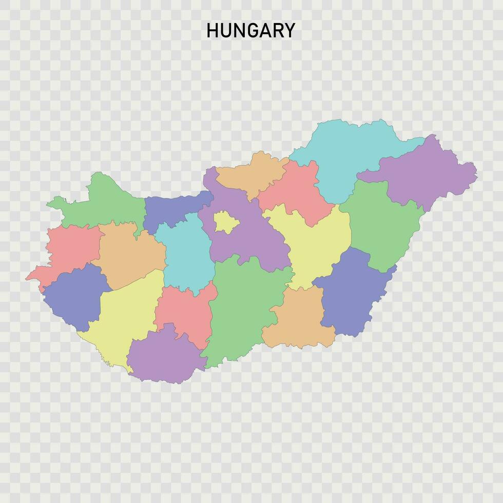 Isolated colored map of Hungary vector