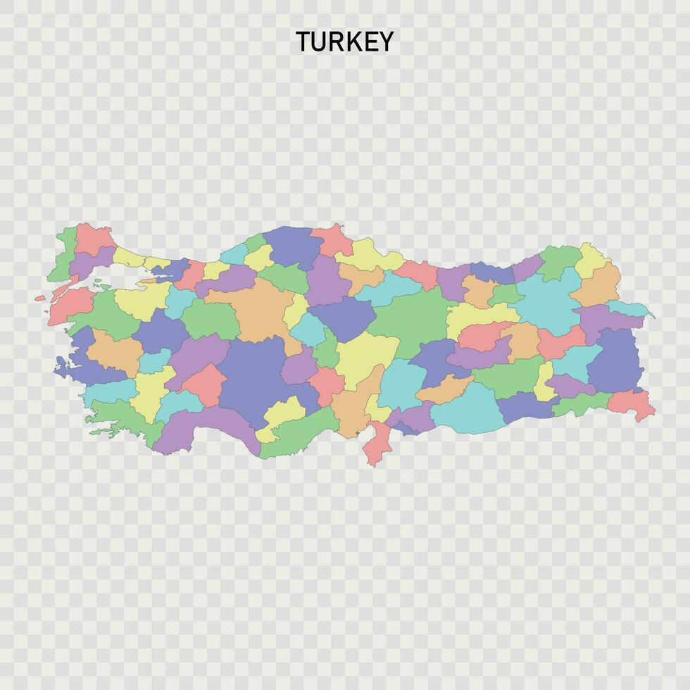 aislado de colores mapa de Turquía vector