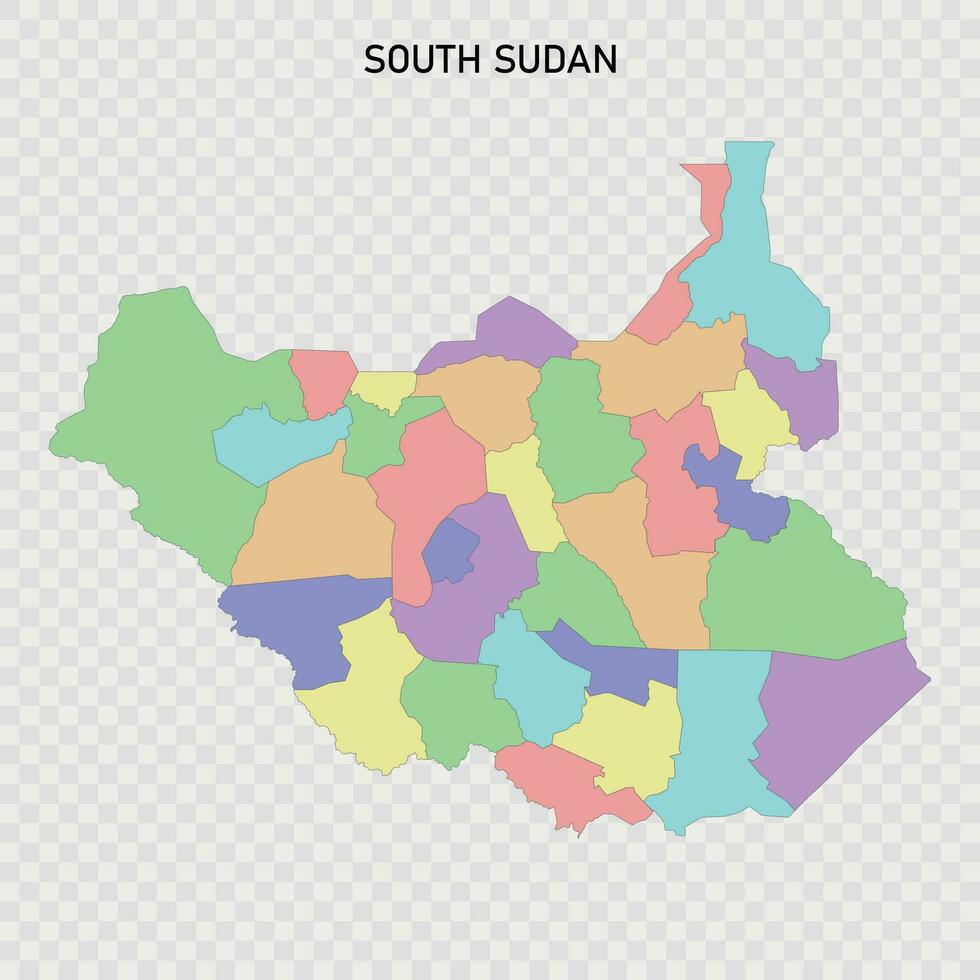 Isolated colored map of South Sudan vector