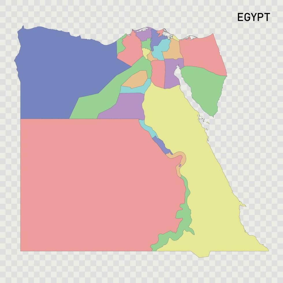 aislado de colores mapa de Egipto vector