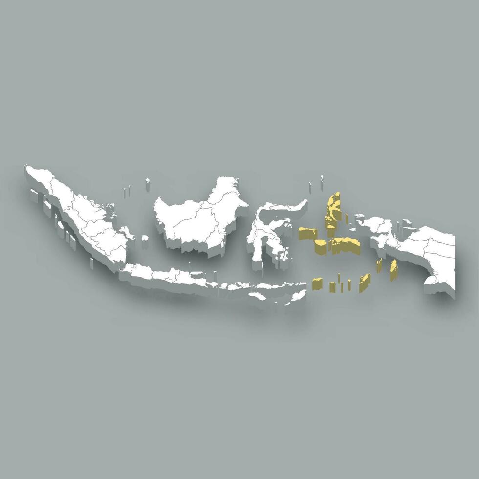 Maluku Islands region location within Indonesia map vector