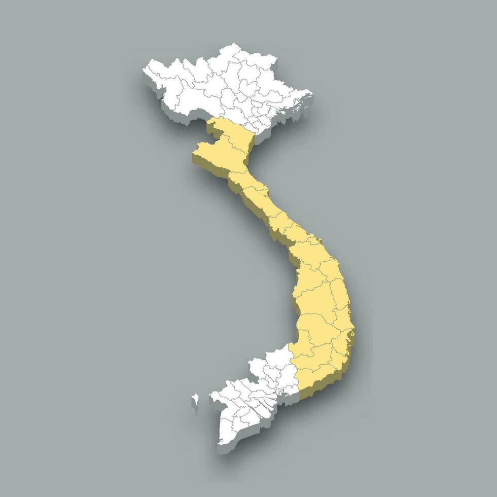 Central Vietnam region location within Vietnam map vector