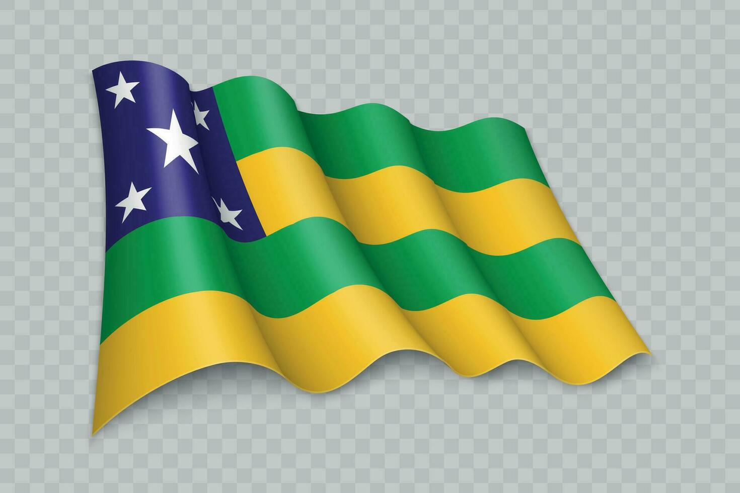 3D Realistic waving Flag of Sergipe is a state of Brazil vector