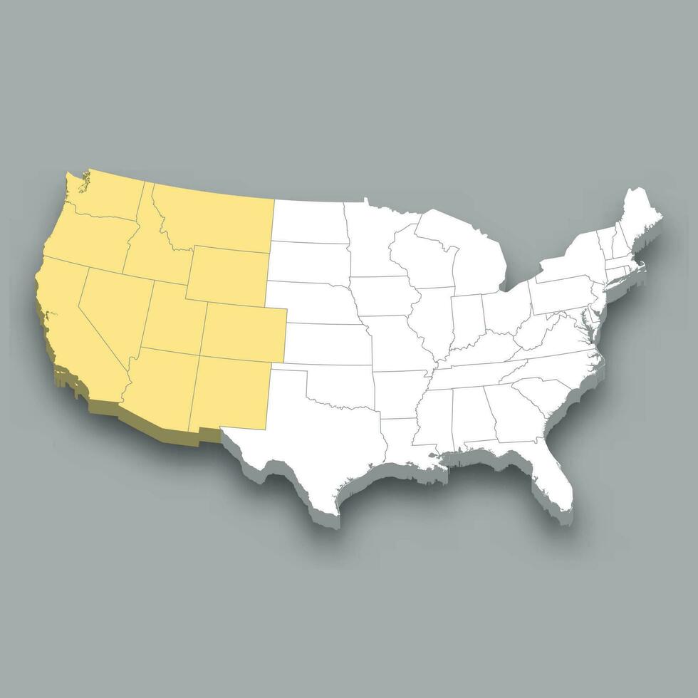 West region location within United States map vector