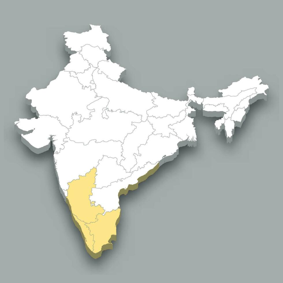 Southern Zone location within India map vector