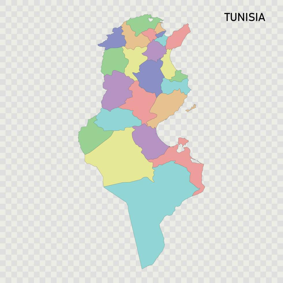 Isolated colored map of Tunisia vector