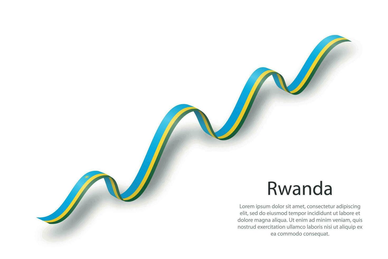 Waving ribbon or banner with flag of Rwanda vector