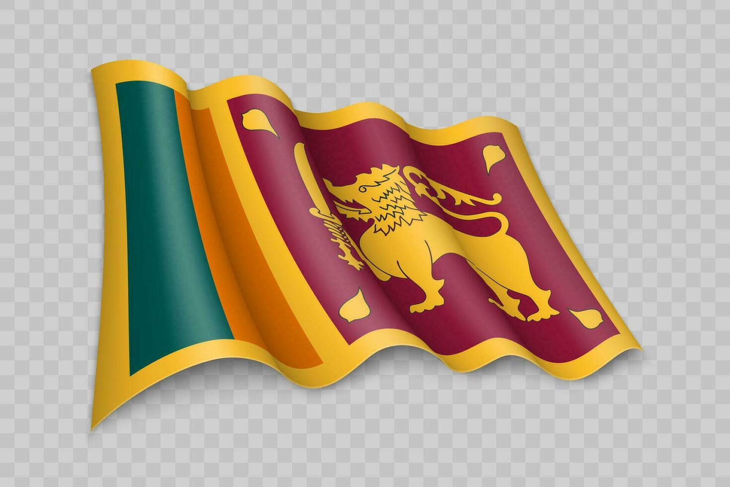 3D Realistic waving Flag of Sri Lanka vector