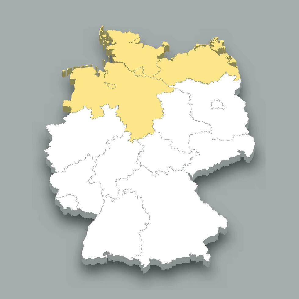 Northern region location within Germany map vector