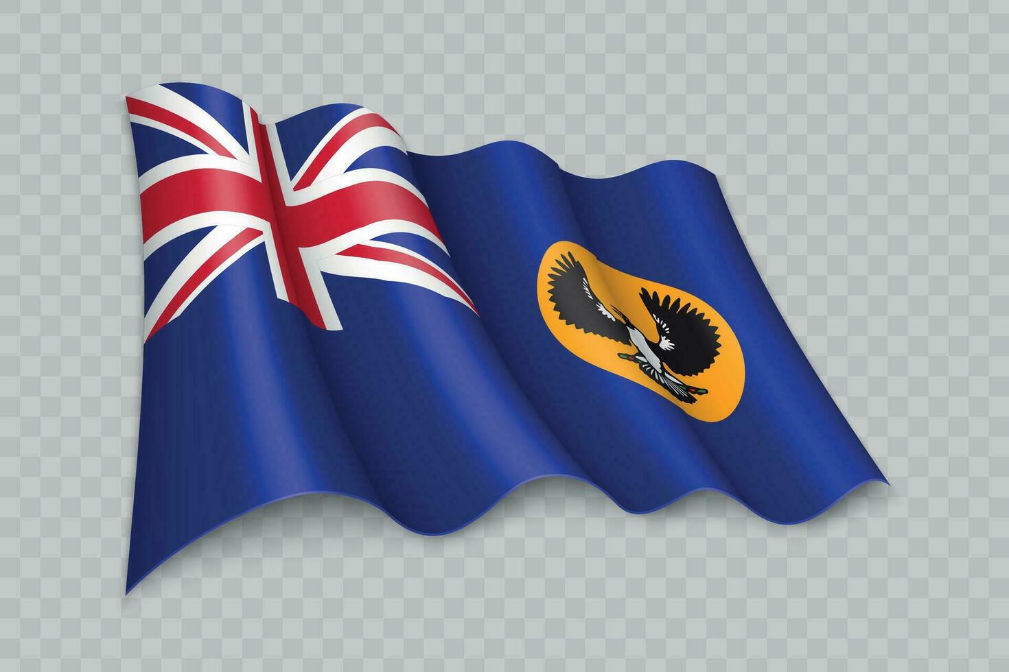 3D Realistic waving Flag of South Australia is a state of Australia vector