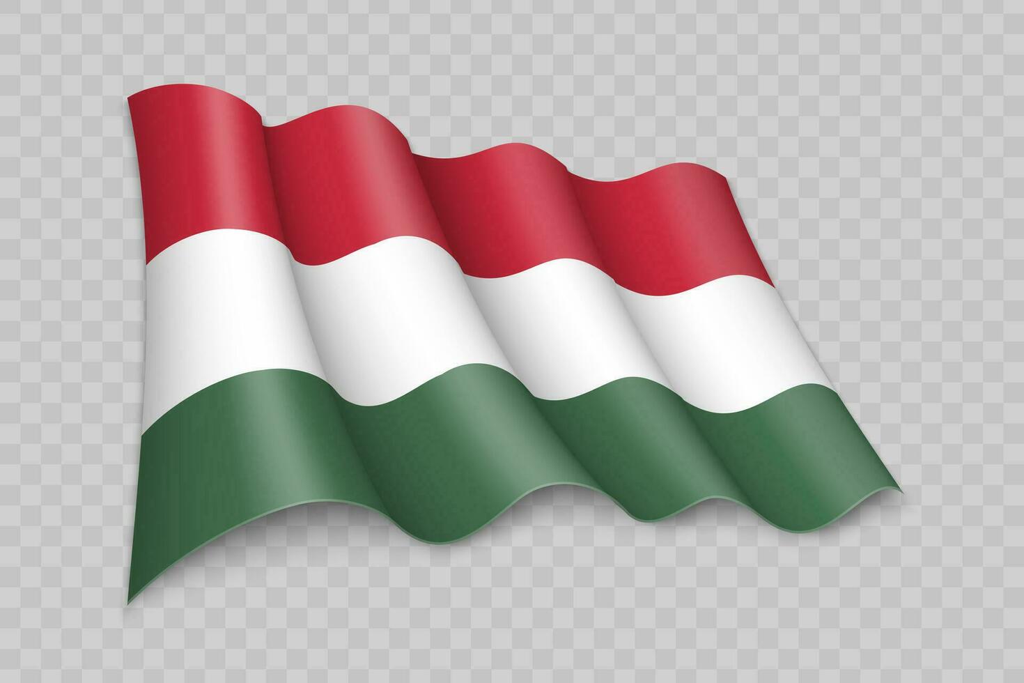 3D Realistic waving Flag of Hungary vector