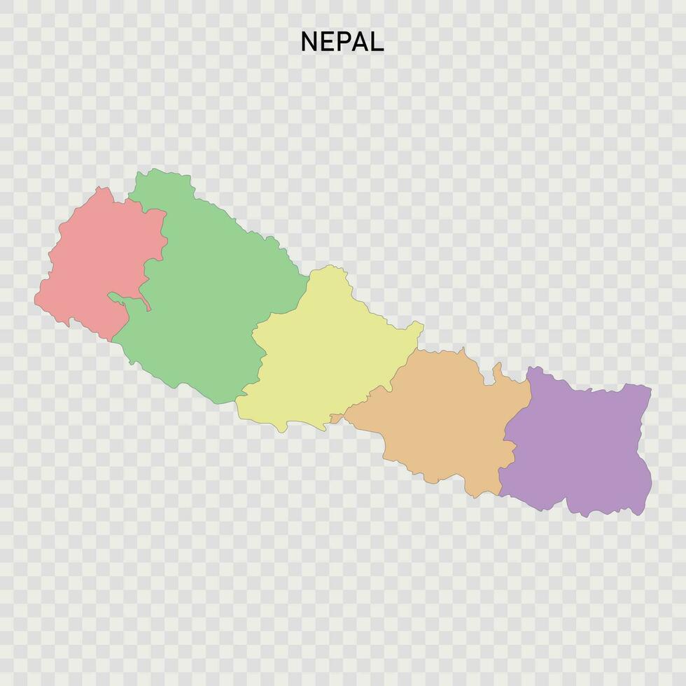 aislado de colores mapa de Nepal vector