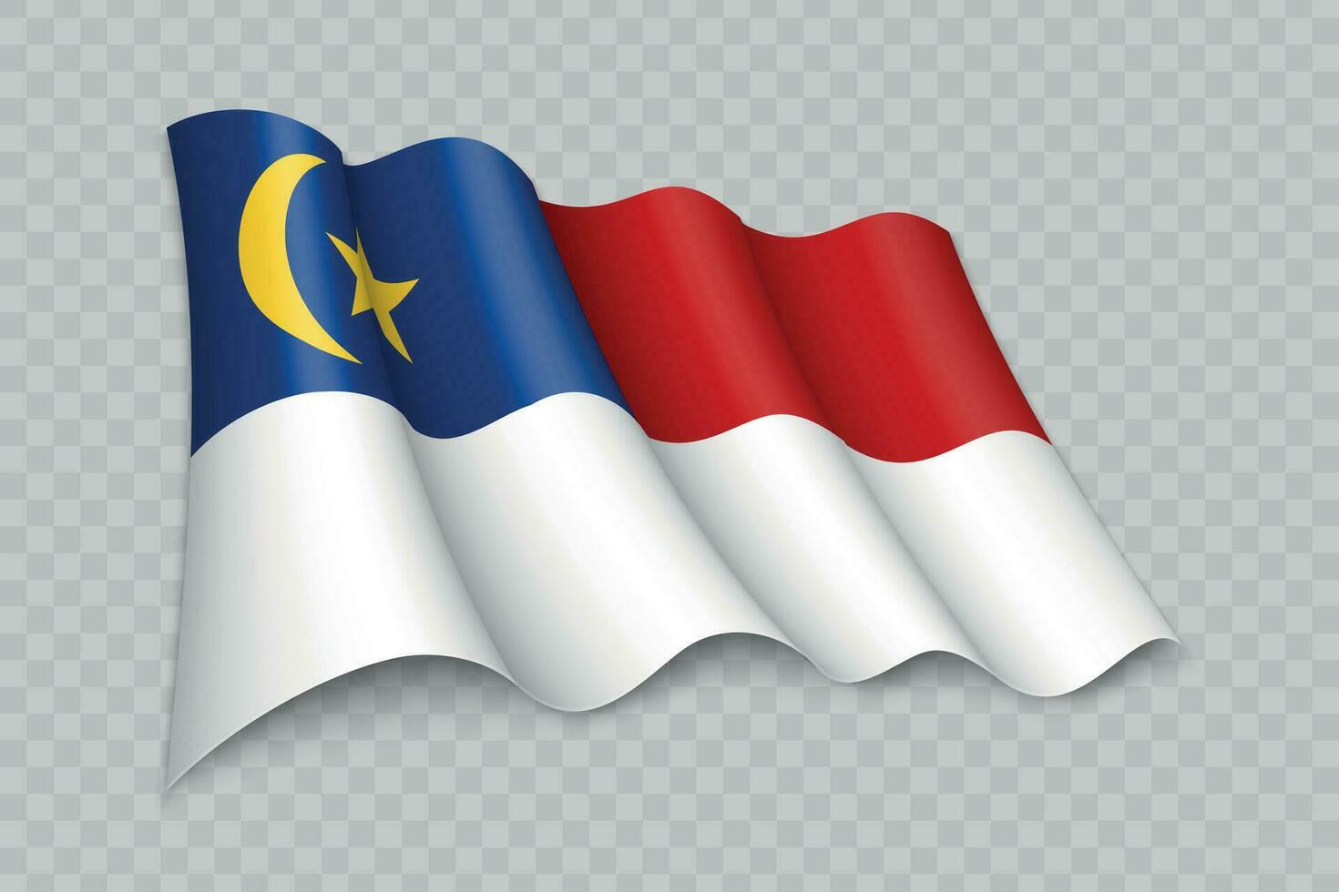 3D Realistic waving Flag of Malacca is a state of Malaysia vector