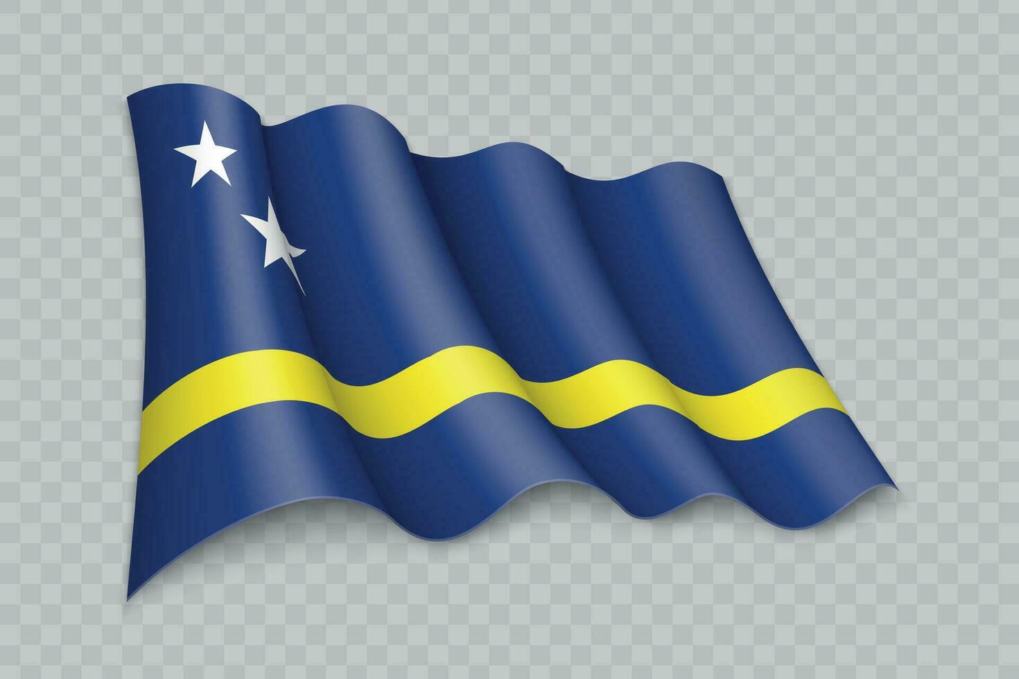 3D Realistic waving Flag of Curacao vector