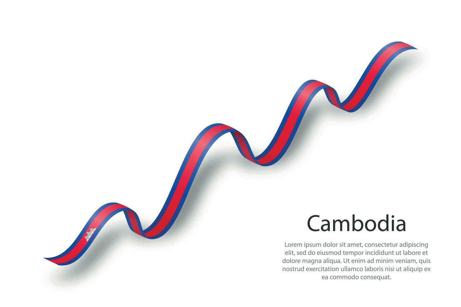 Waving ribbon or banner with flag of Cambodia vector