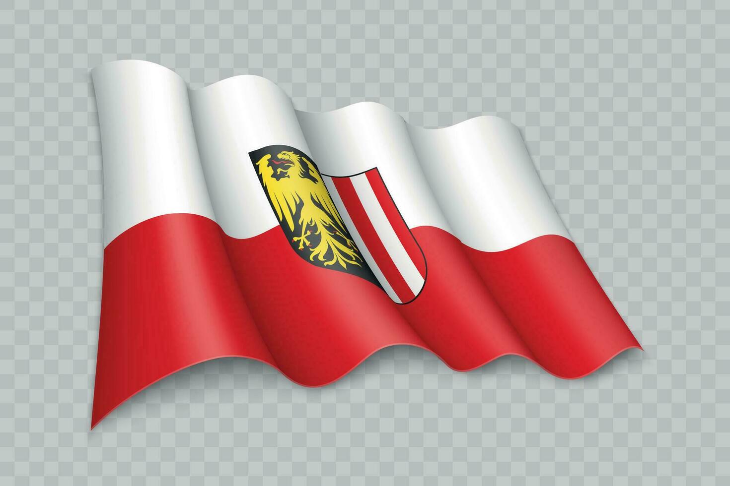 3D Realistic waving Flag of Upper Austria is a state of Austria vector