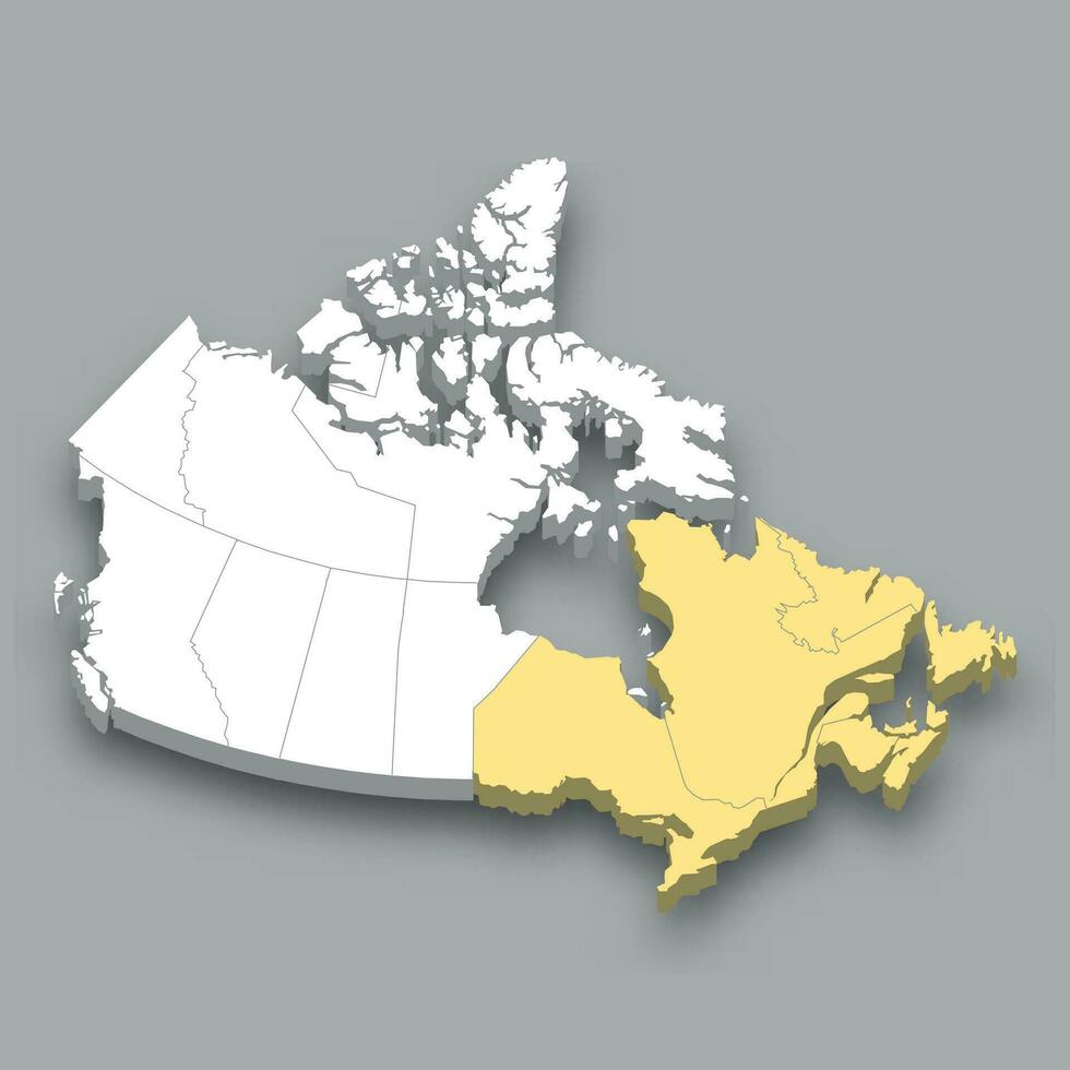 Eastern Canada region location within Canada map vector