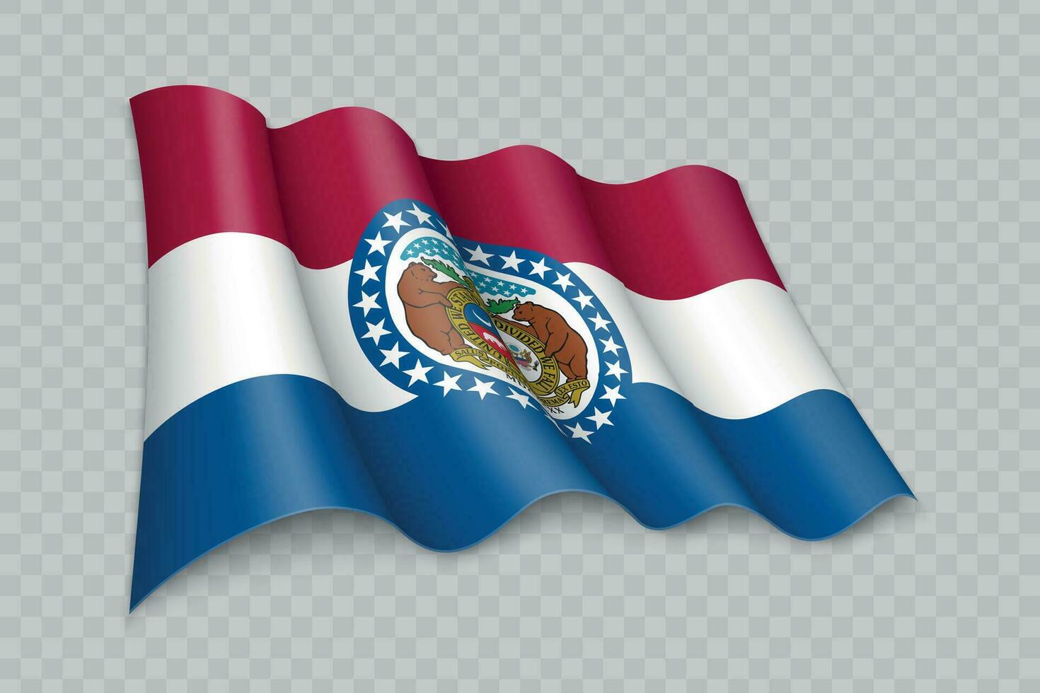 3D Realistic waving Flag of Missouri is a state of United States vector