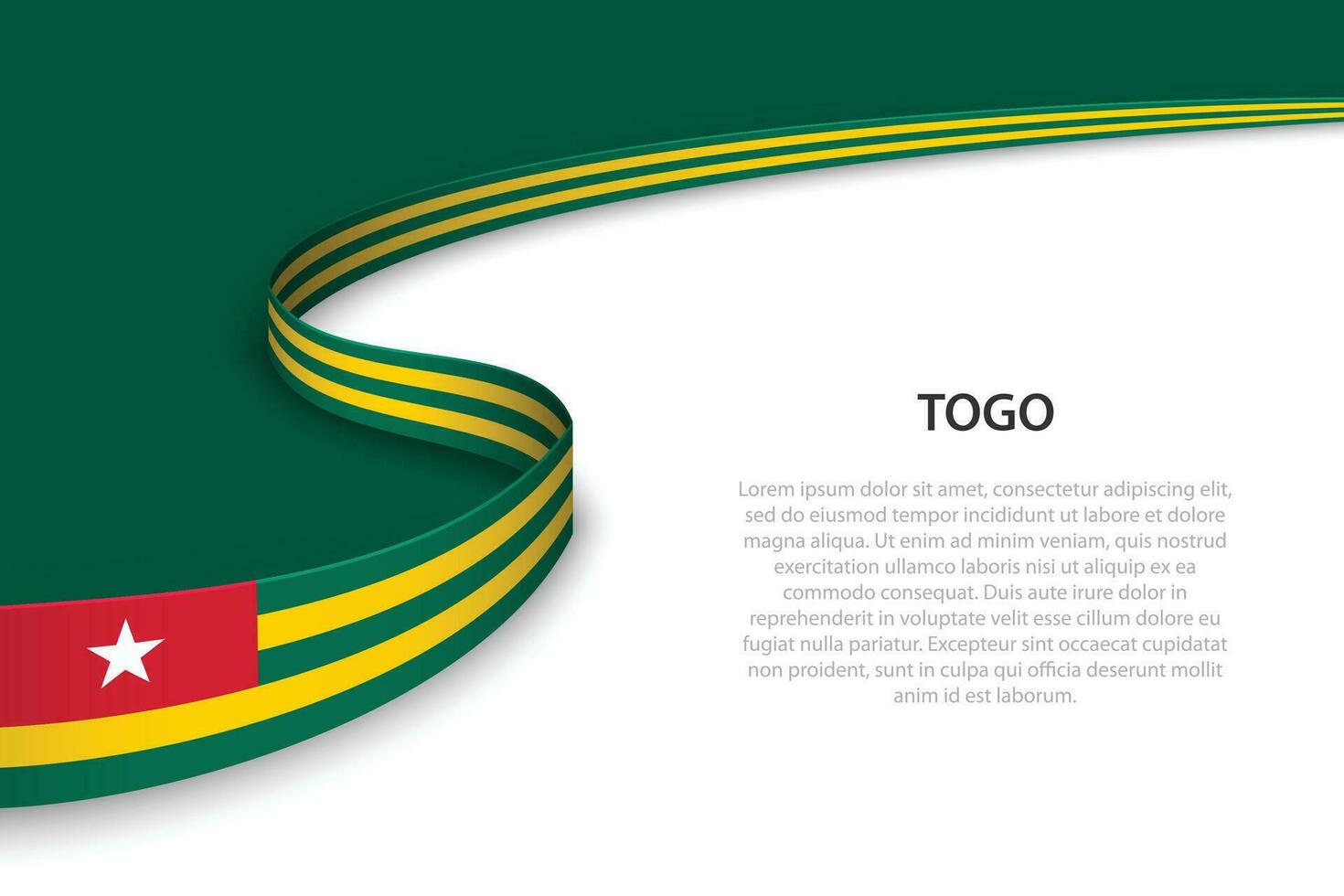 Wave flag of Togo with copyspace background. vector