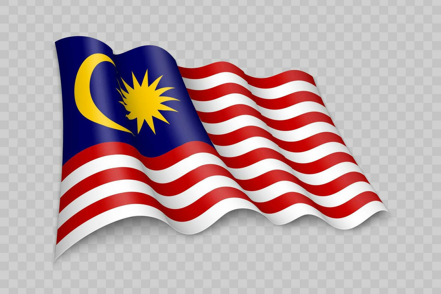 3D Realistic waving Flag of Malaysia vector