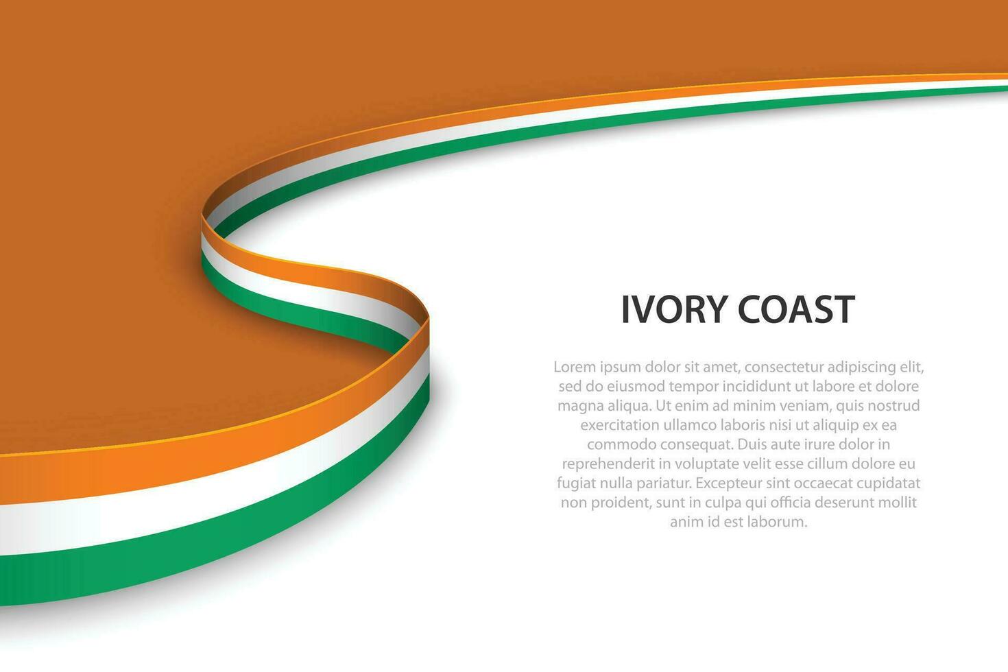 Wave flag of Ivory Coast with copyspace background. vector