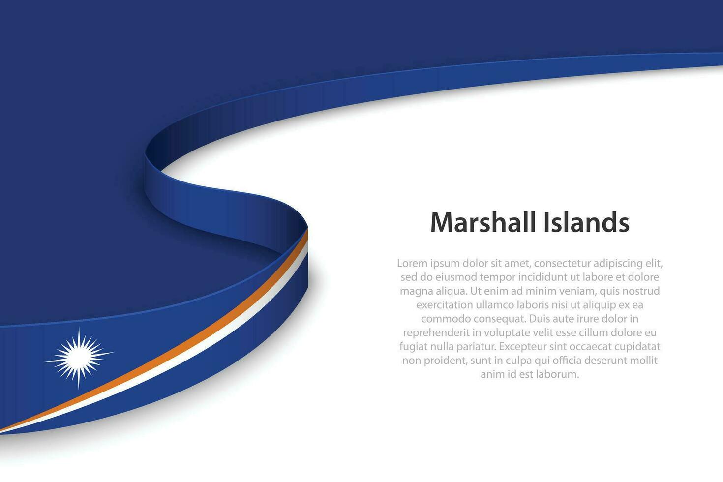 Wave flag of Marshall Islands with copyspace background. vector
