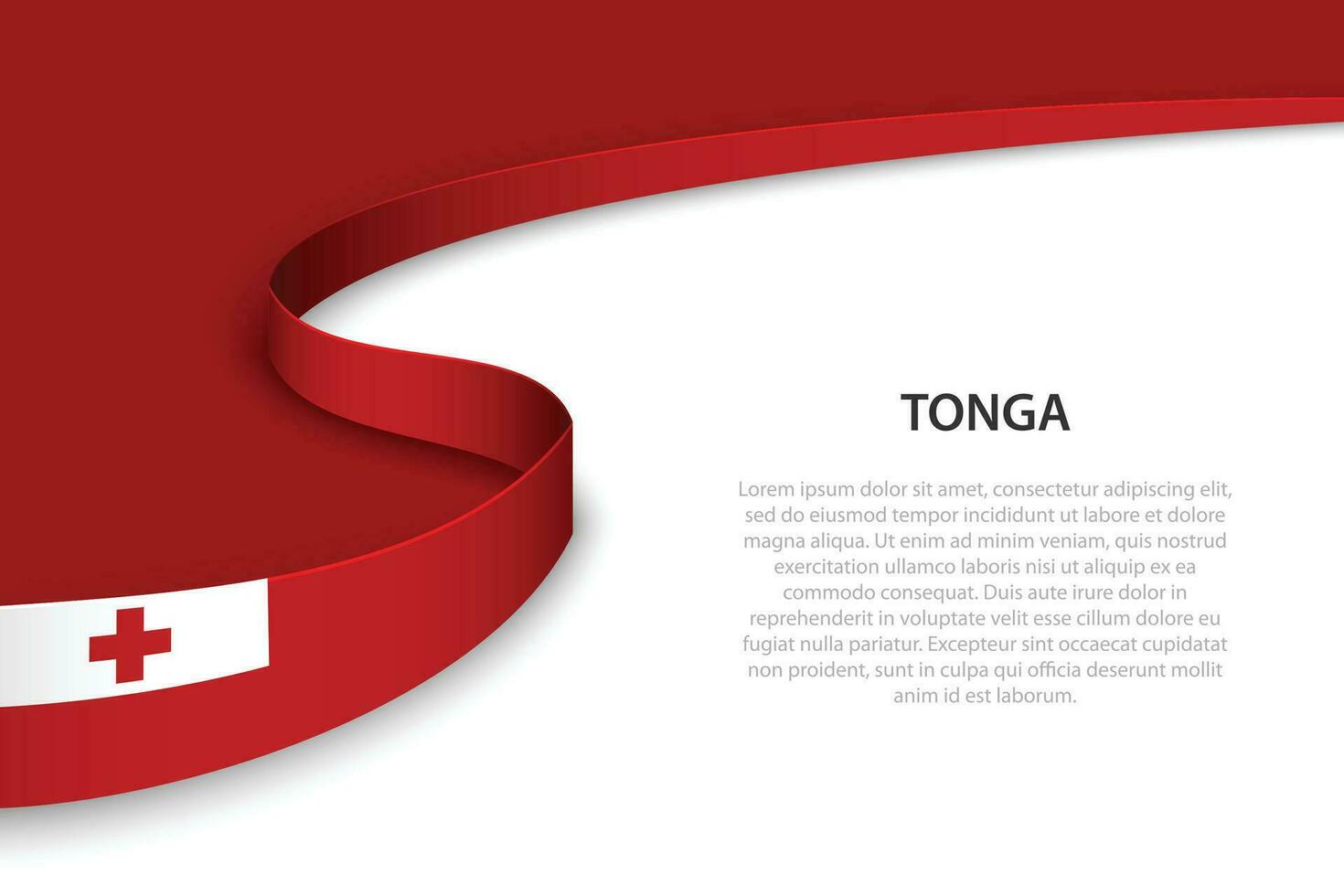 Wave flag of Tonga with copyspace background. vector