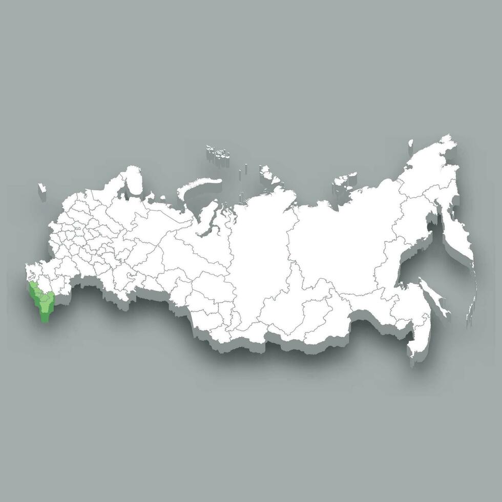 North Caucasus region location within Russia map vector