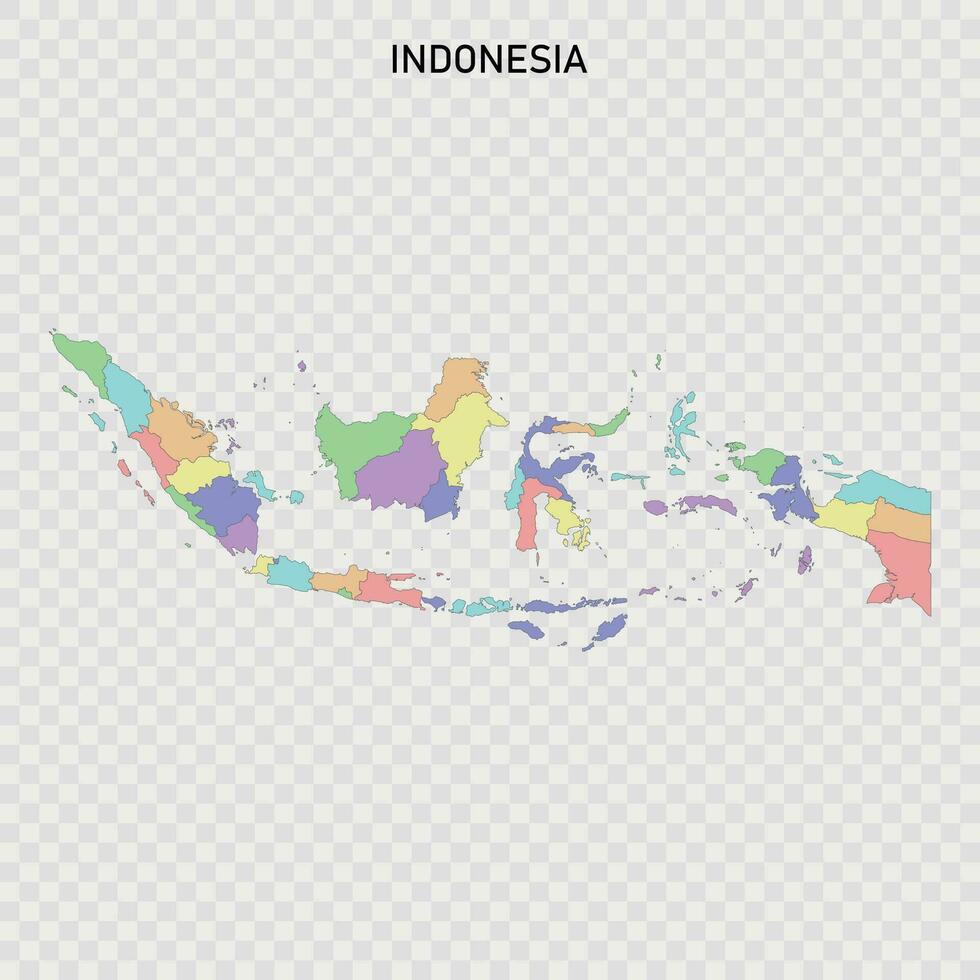 aislado de colores mapa de Indonesia vector