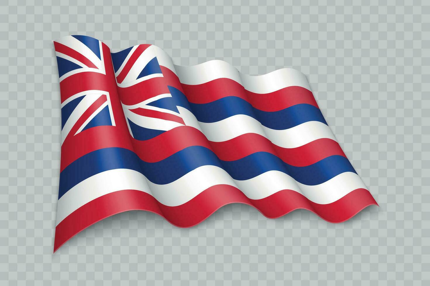 3D Realistic waving Flag of Hawaii is a state of United States vector