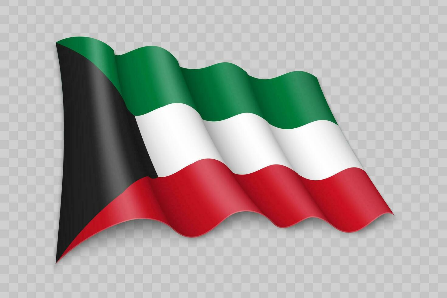 3D Realistic waving Flag of Kuwait vector