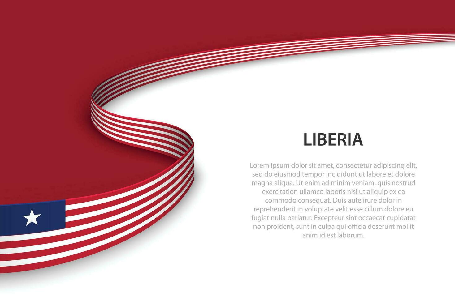 Wave flag of Liberia with copyspace background. vector