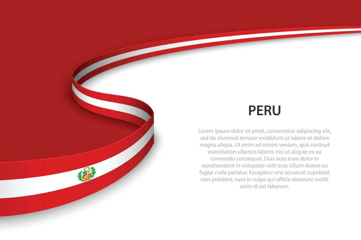 Wave flag of Peru with copyspace background. vector