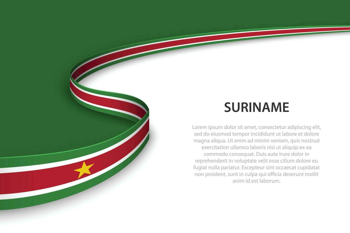 Wave flag of Suriname with copyspace background. vector