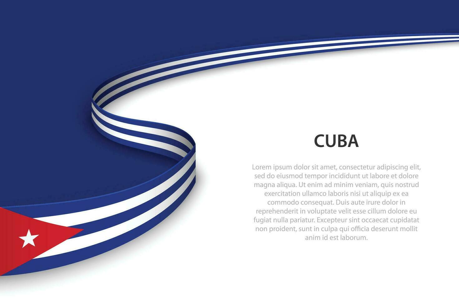 Wave flag of Cuba with copyspace background. vector