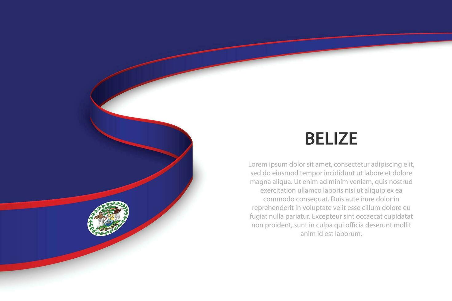 Wave flag of Belize with copyspace background. vector