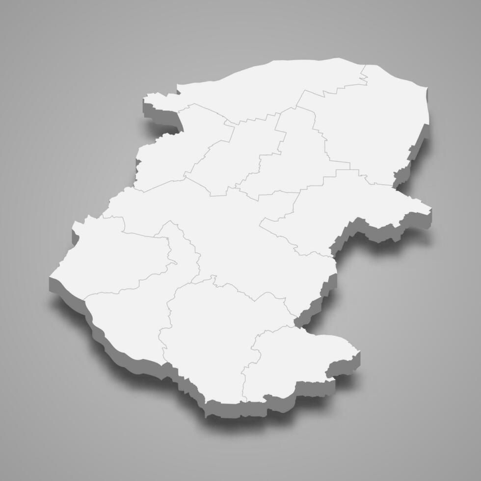 3d isometric map of Montana is a province of Bulgaria vector