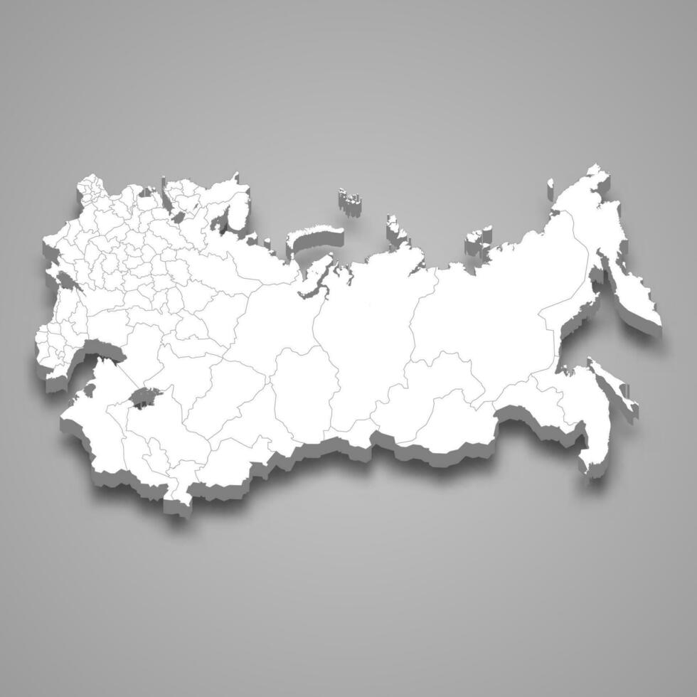 3d isometric map of Russian Empire isolated with shadow vector