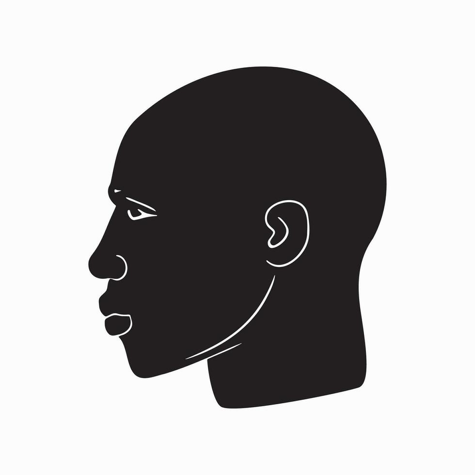 African Man head silhoutte, face fashion icon vector