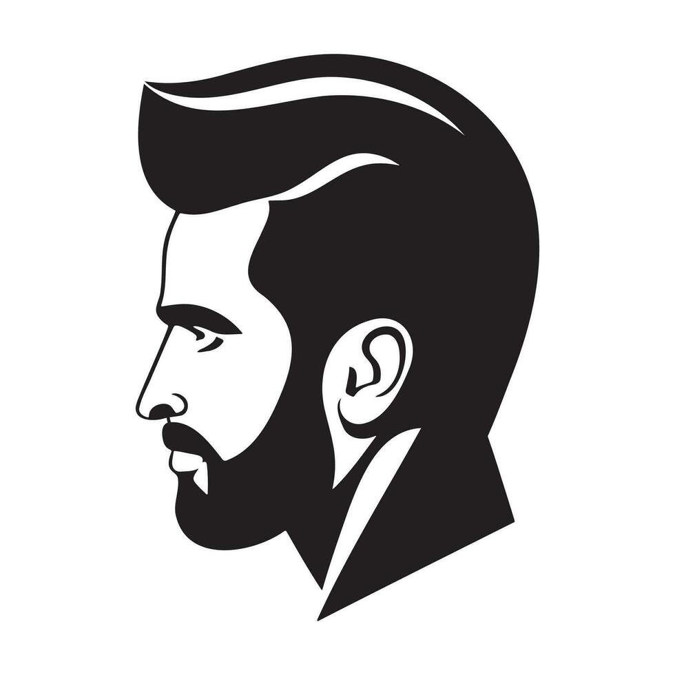 hombre cabeza silueta, cara un con barba Moda icono vector