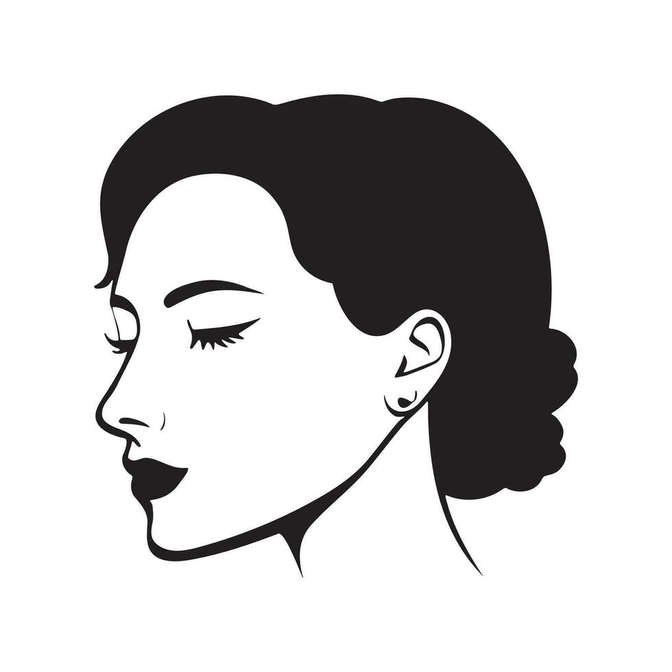Woman head silhoutte, face and hair Fashion icon vector