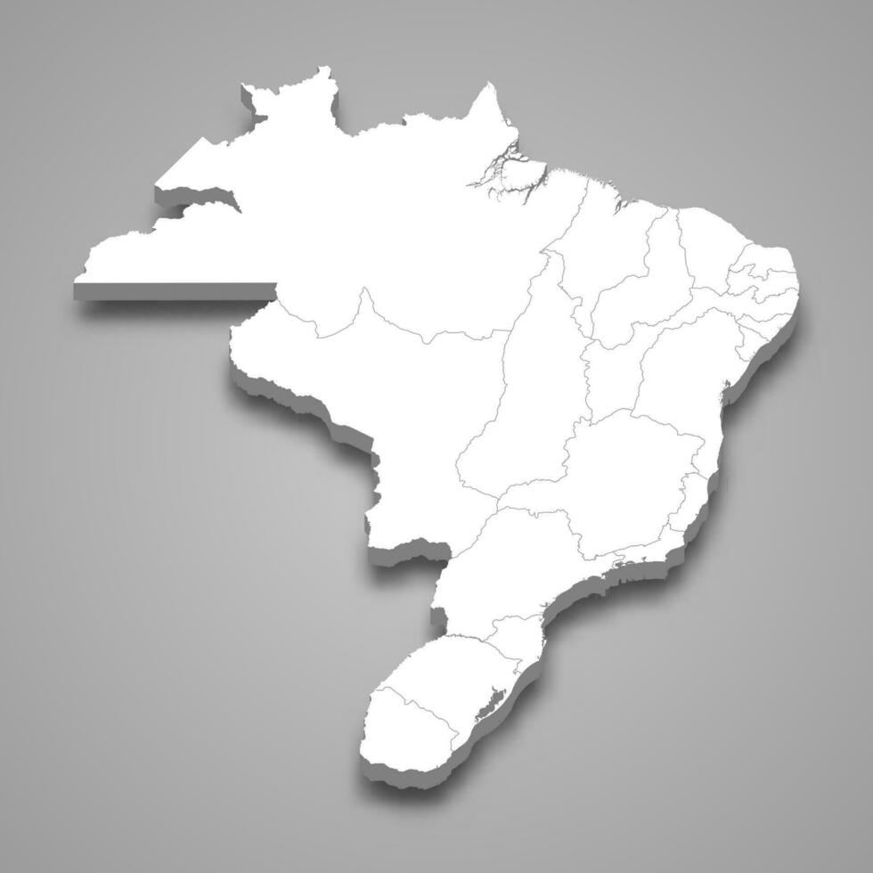 3d isométrica mapa de imperio de Brasil aislado con sombra vector