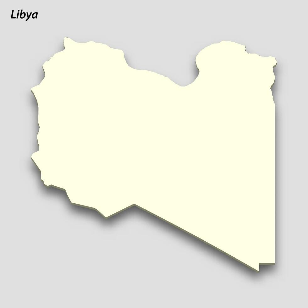 3d isométrica mapa de Libia aislado con sombra vector