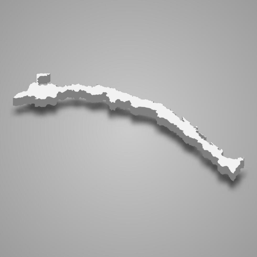 3d isometric map of Guna-Yala is a province of Panama vector