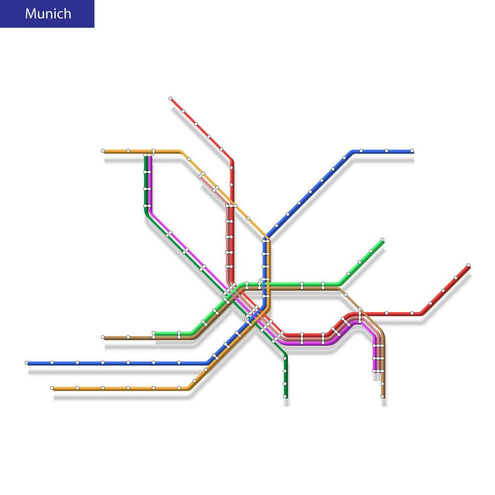 3d isométrica mapa de el Munich metro subterraneo vector