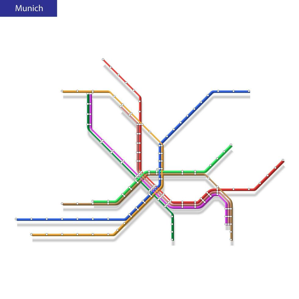 3d isometric Map of the Munich metro subway vector