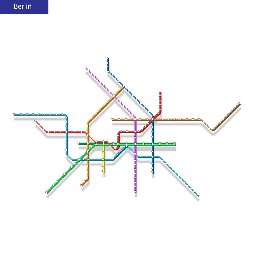 3d isometric Map of the Berlin metro subway. vector